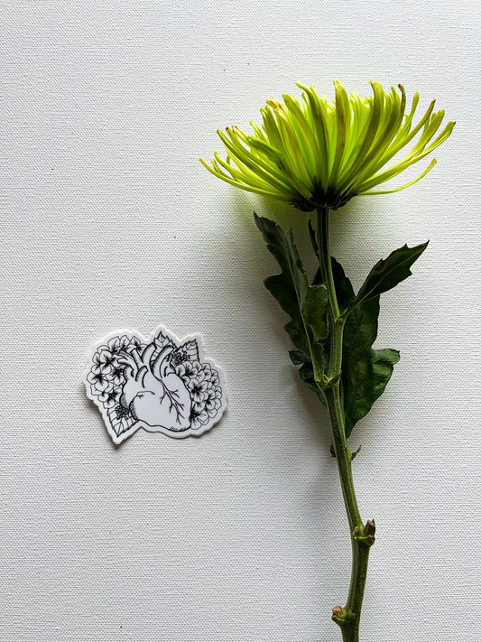 Heart and Hydrangea Vinyl Sticker