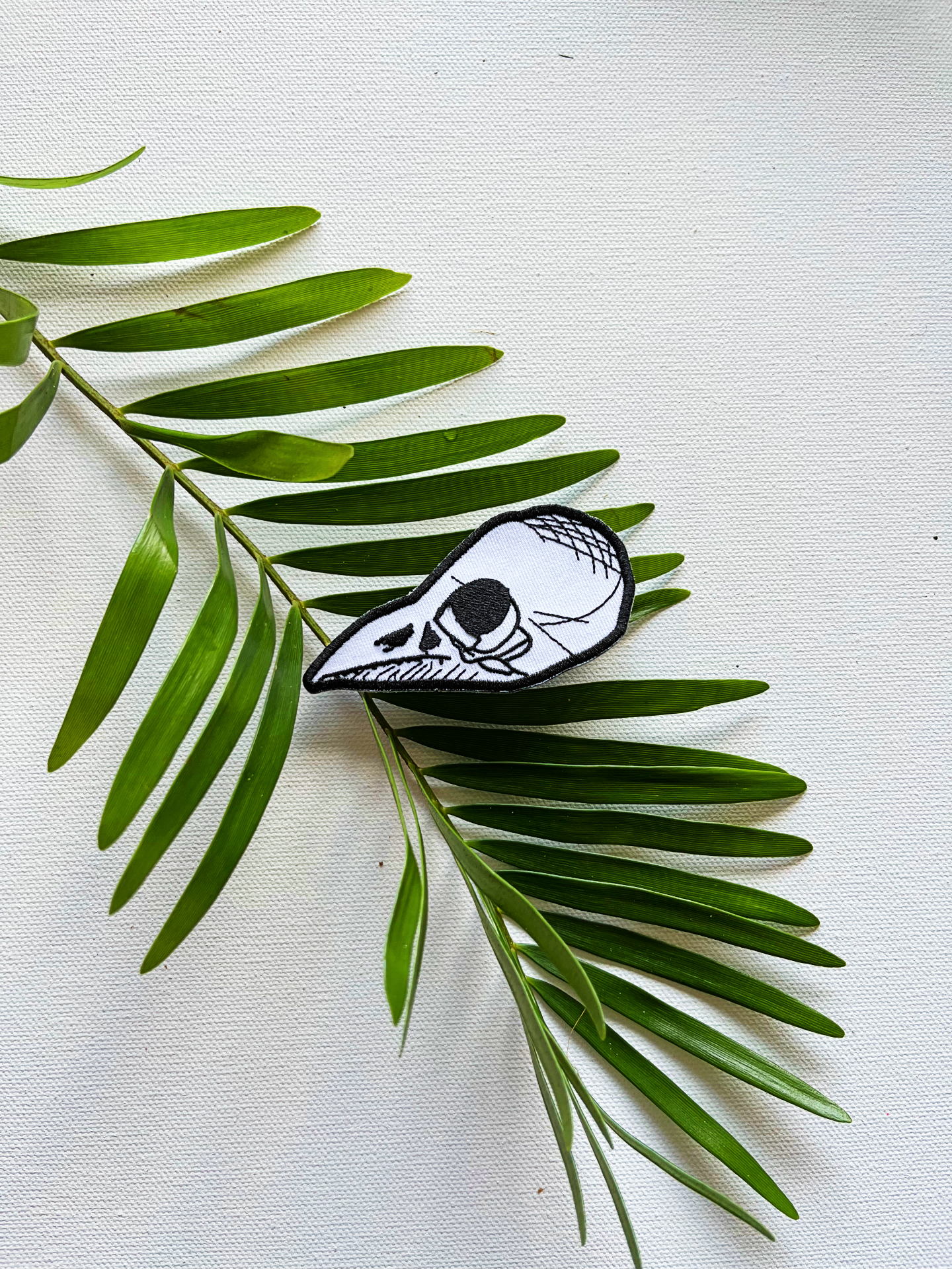 Bird Skull Iron-On Embroidered Patch